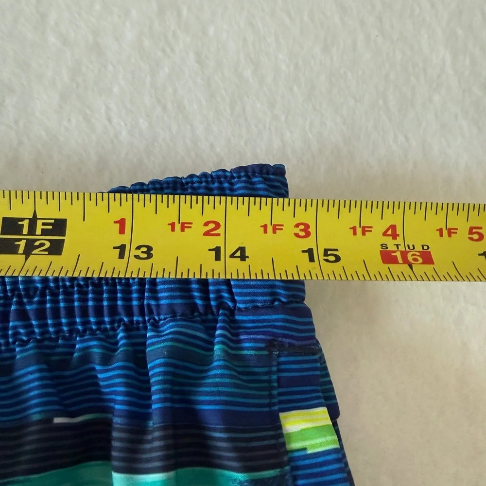Nike Swim Trunks Mens Large Blue Teal Abstract Stripe Board Shorts Beach Tropics